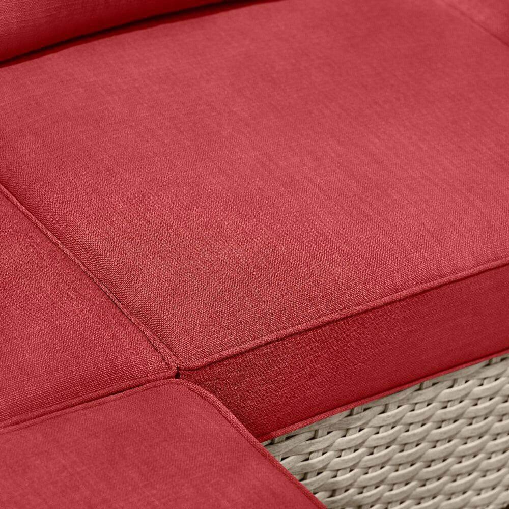 StyleWell Sandpiper 4-Piece Resin Wicker Patio Sectional, Chili Red