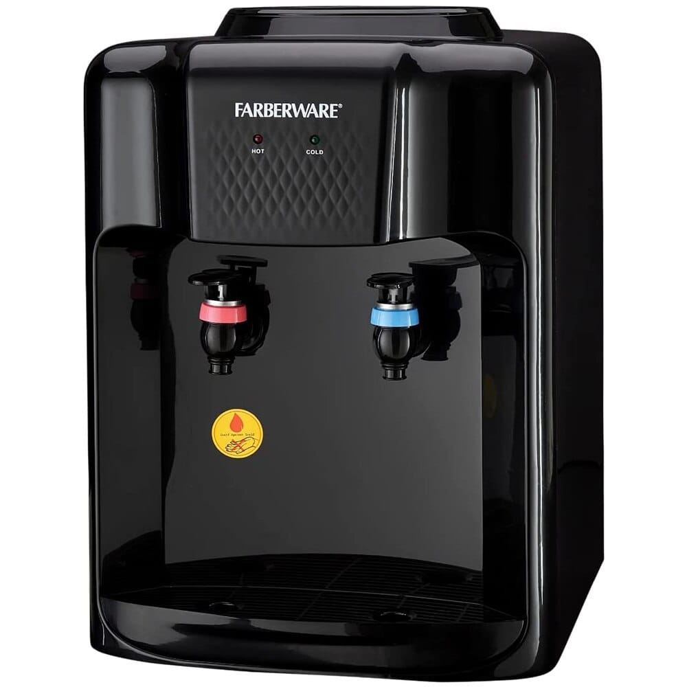 Farberware Freestanding Hot and Cold Water Countertop Water Dispenser, Black