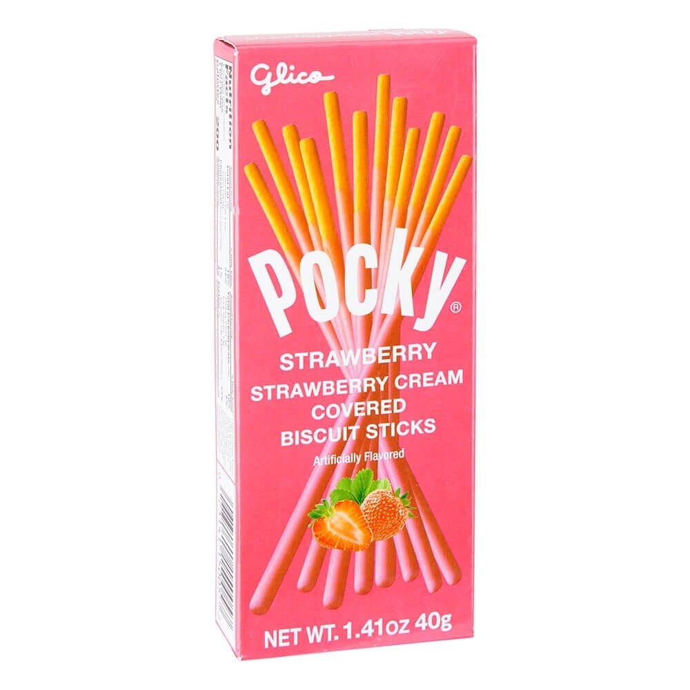 Pocky Strawberry Cream Covered Biscuits, 1.41 oz