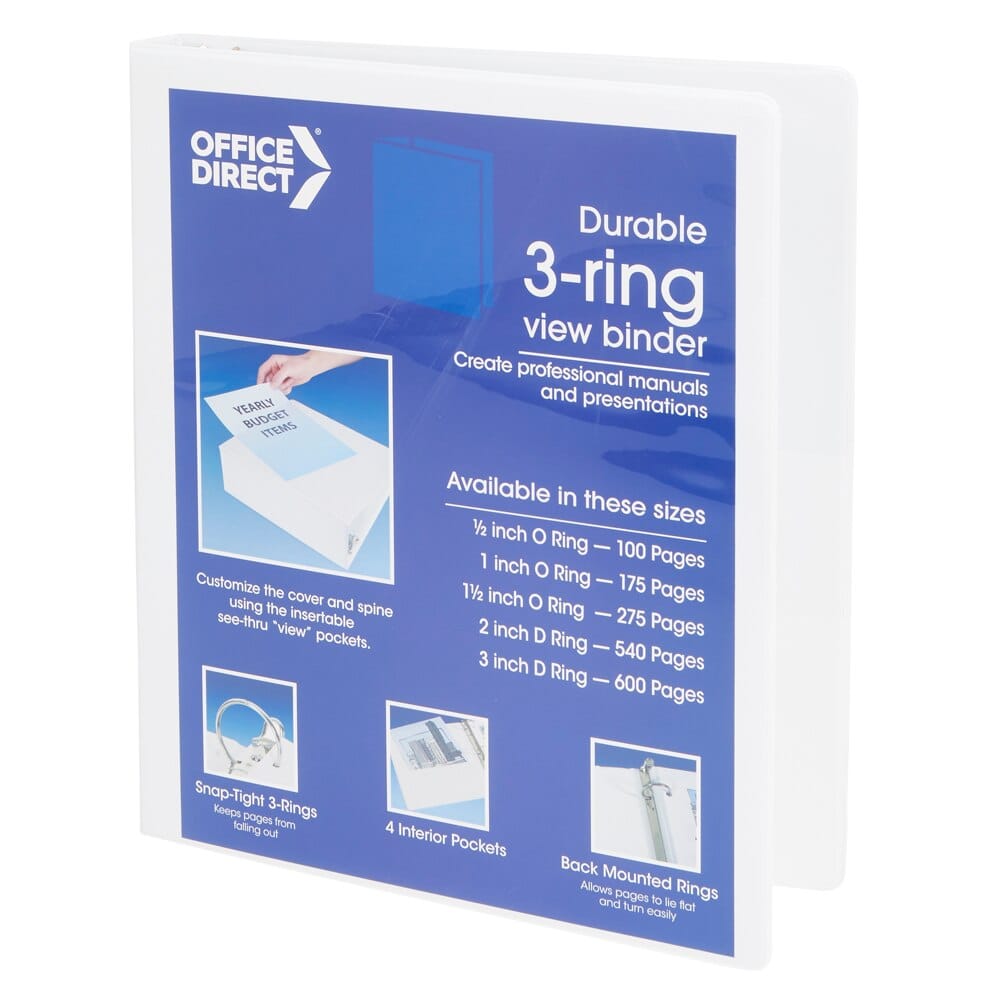 Office Direct O-Ring View Binder, 0.5"