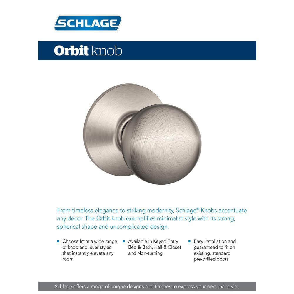 Schlage Orbit Interior Door Knob with Deadbolt, Satin Nickel