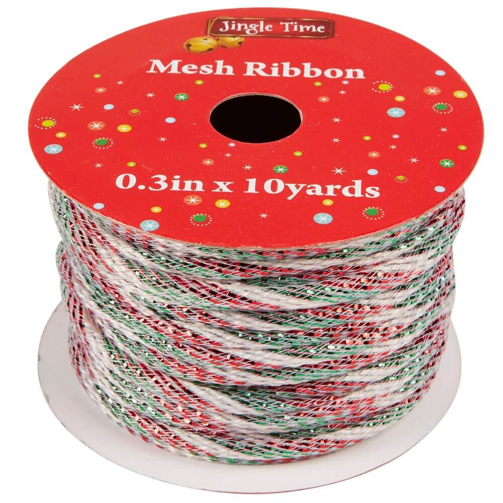 Jingle Time Mesh Christmas Ribbon, 10 yds