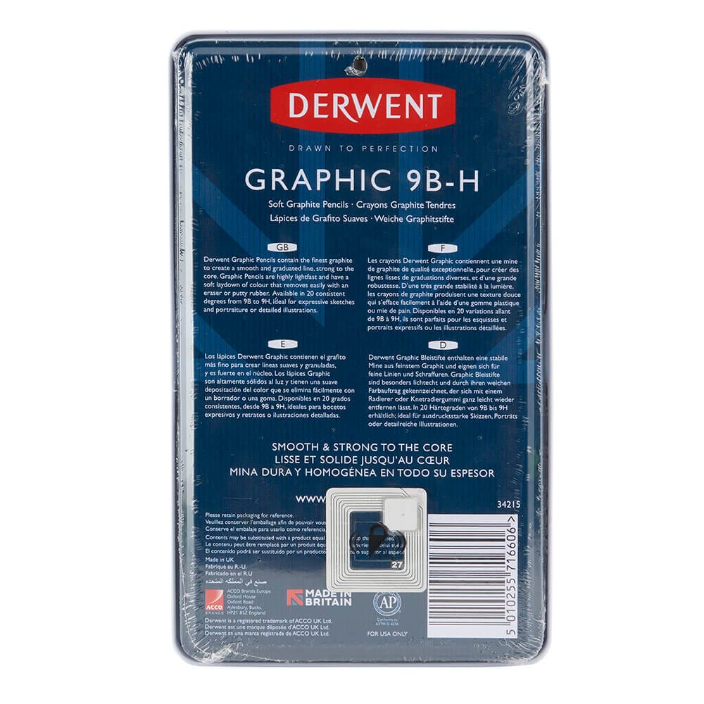 Derwent Graphic 9B-H Graphite Pencils, 12 Count