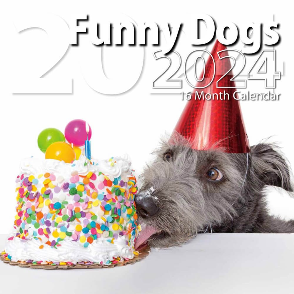 2024 Funny Dogs Themed 16 Month Wall Calendar, 12"