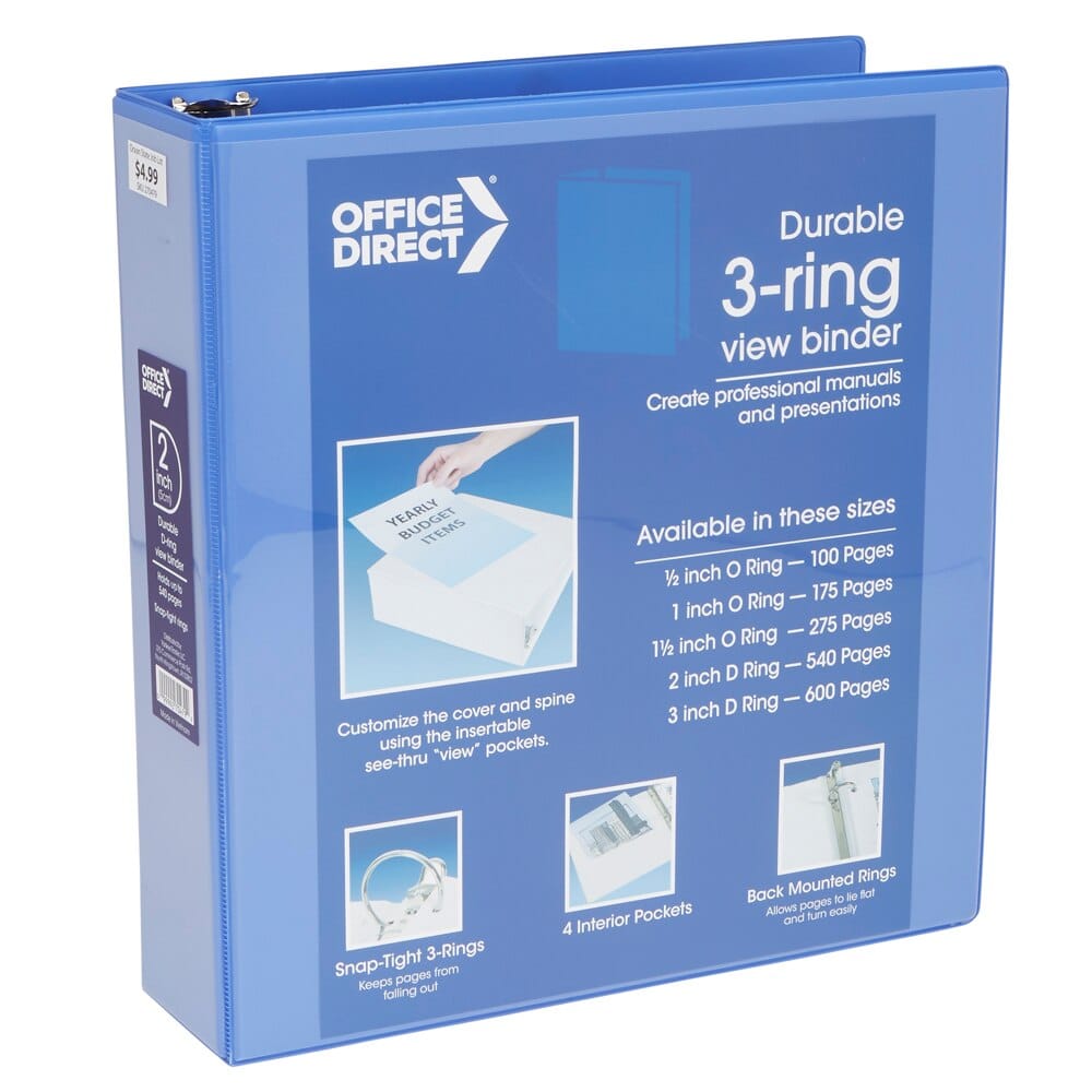 Office Direct D-Ring View Binder, 2"
