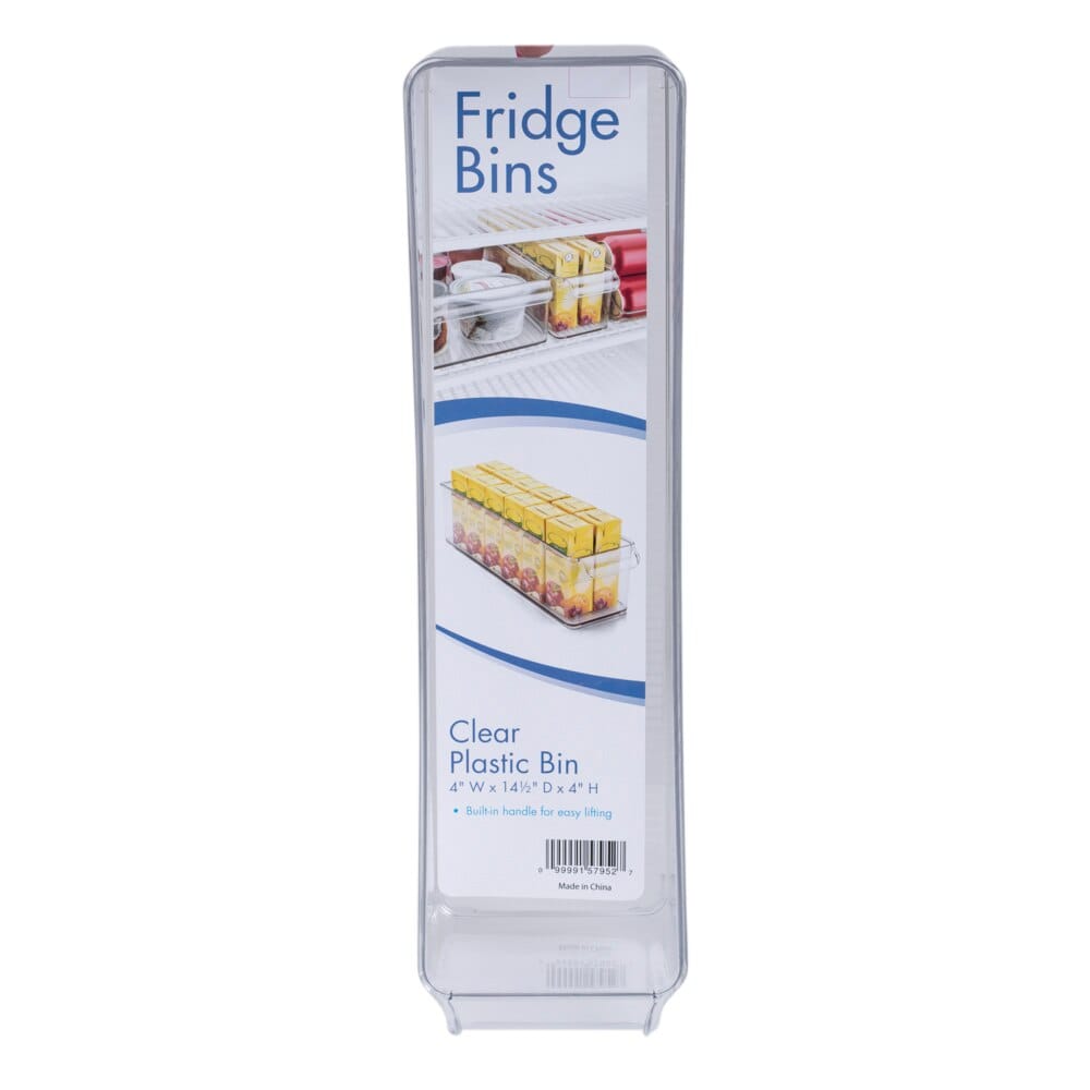 Small Clear Plastic Fridge Bin, 4" x 14.5" x 4"