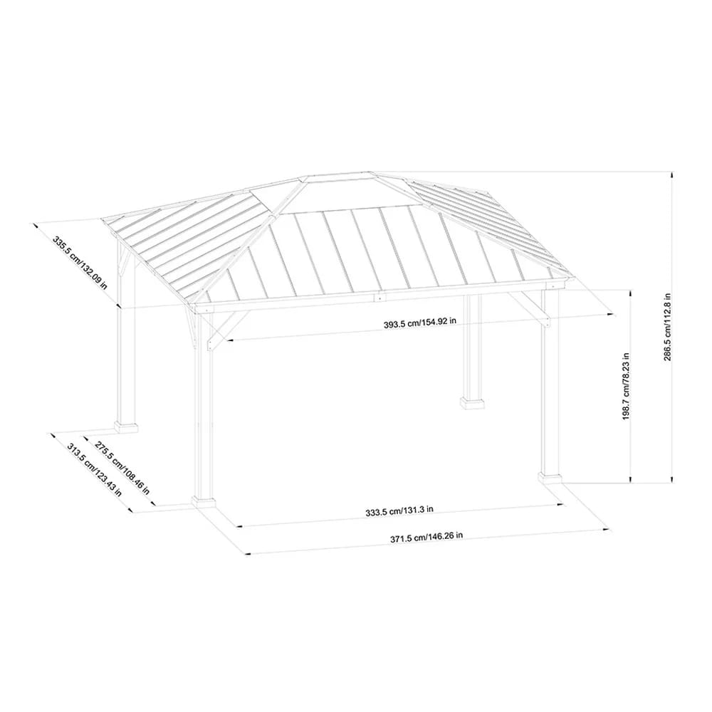 Douglas 11' x 13' Cedar Framed Gazebo with Steel & Polycarbonate Hip Roof Hardtop