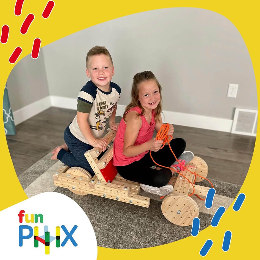 Funphix 290-Piece Wooden Building Blocks Set for Kids
