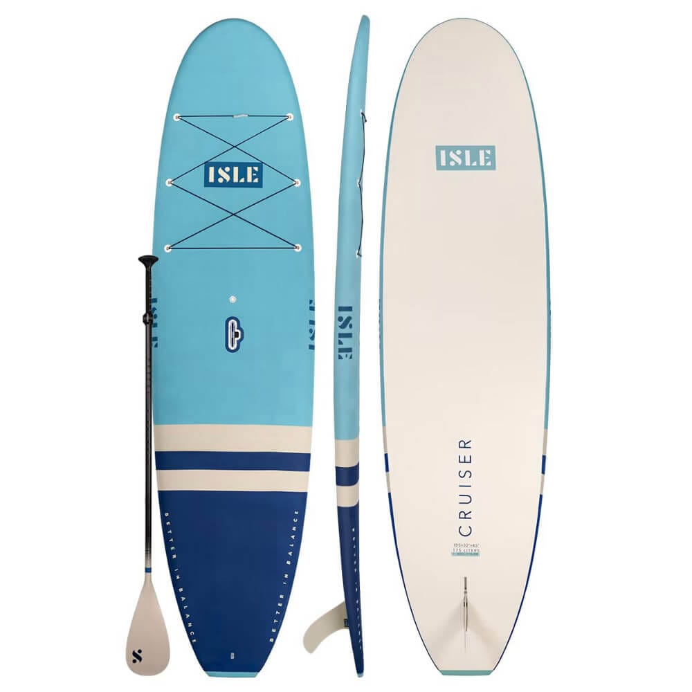 ISLE Cruiser 10'5" Hard Stand Up Paddle Board Package, Aqua/Navy
