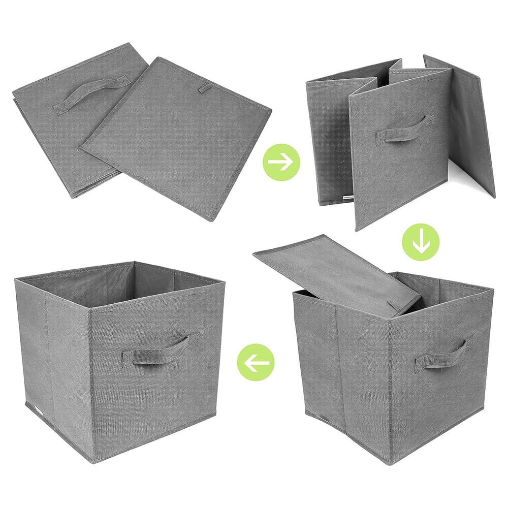 Greenco Foldable Storage Cubes, Set of 6, Gray