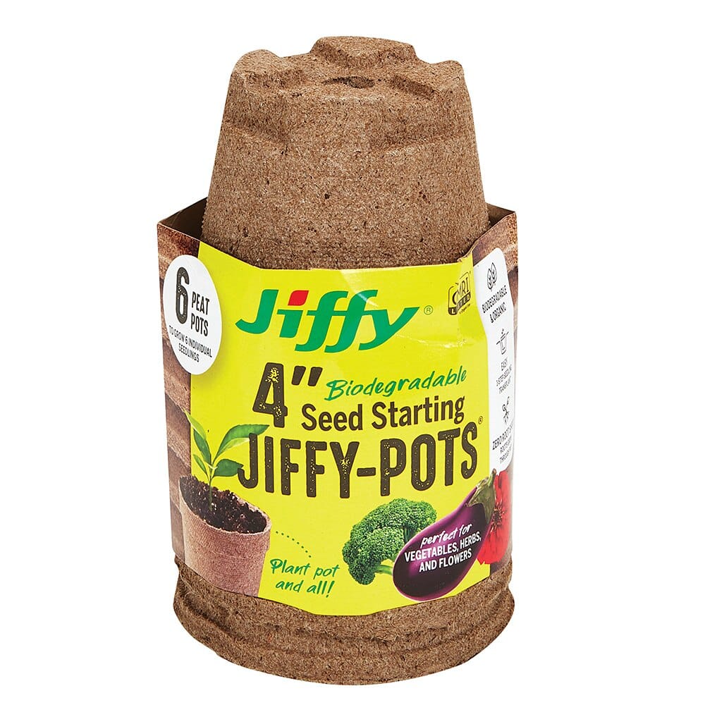 4" Round Biodegradable Seed Starting Jiffy-Pots, 6-pots