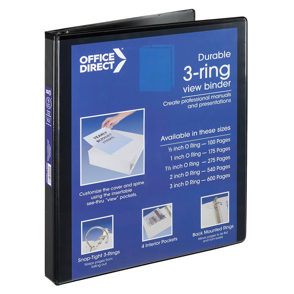 Office Direct 3-Ring View Binder, 0.5"