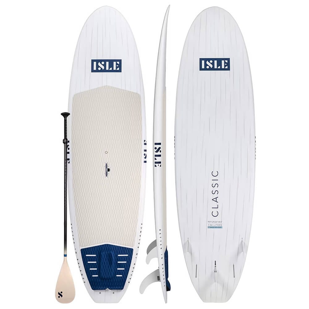 ISLE Classic Surf 9' Hard Stand Up Paddle Board Package, Sand/Navy