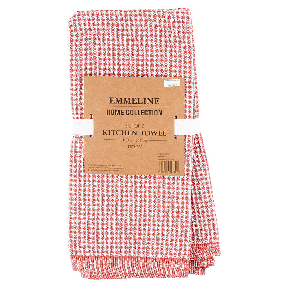 Emmeline Home Collection Cotton Kitchen Towels, 2 Pack