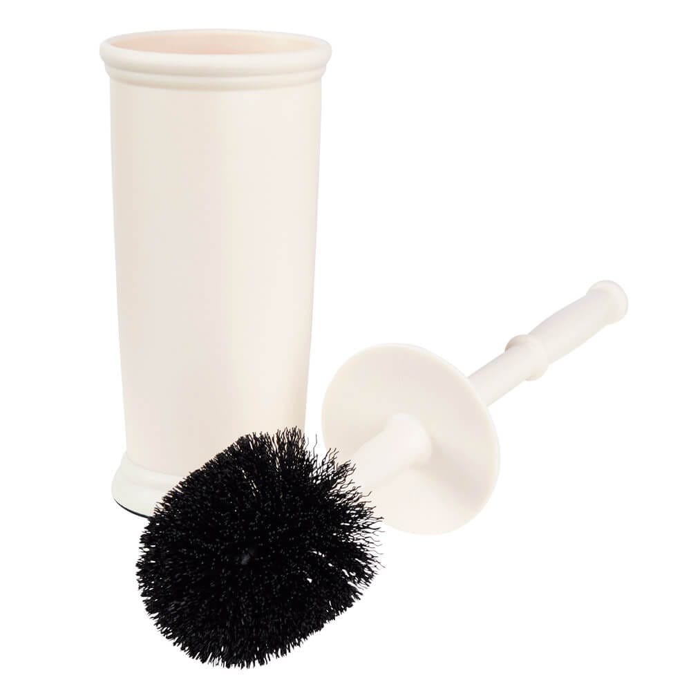 mDesign Compact Toilet Brush/Oval Waste Can Combination Set, Cream
