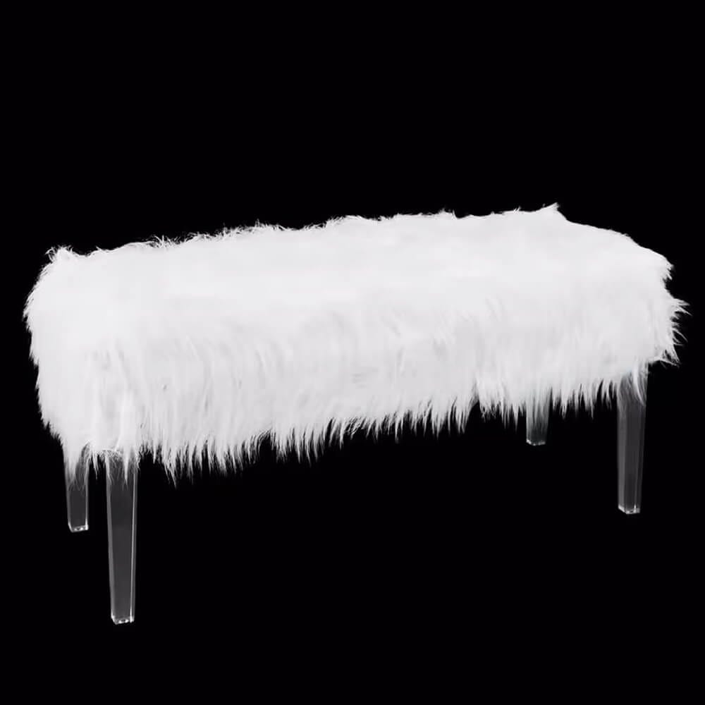 Vanessa Faux Fur Storage Bench, White