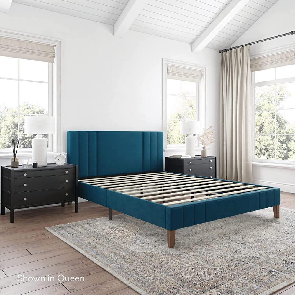 Classic Brands Chicago Modern Tufted Upholstered Full Bed Frame, Antonio Juniper
