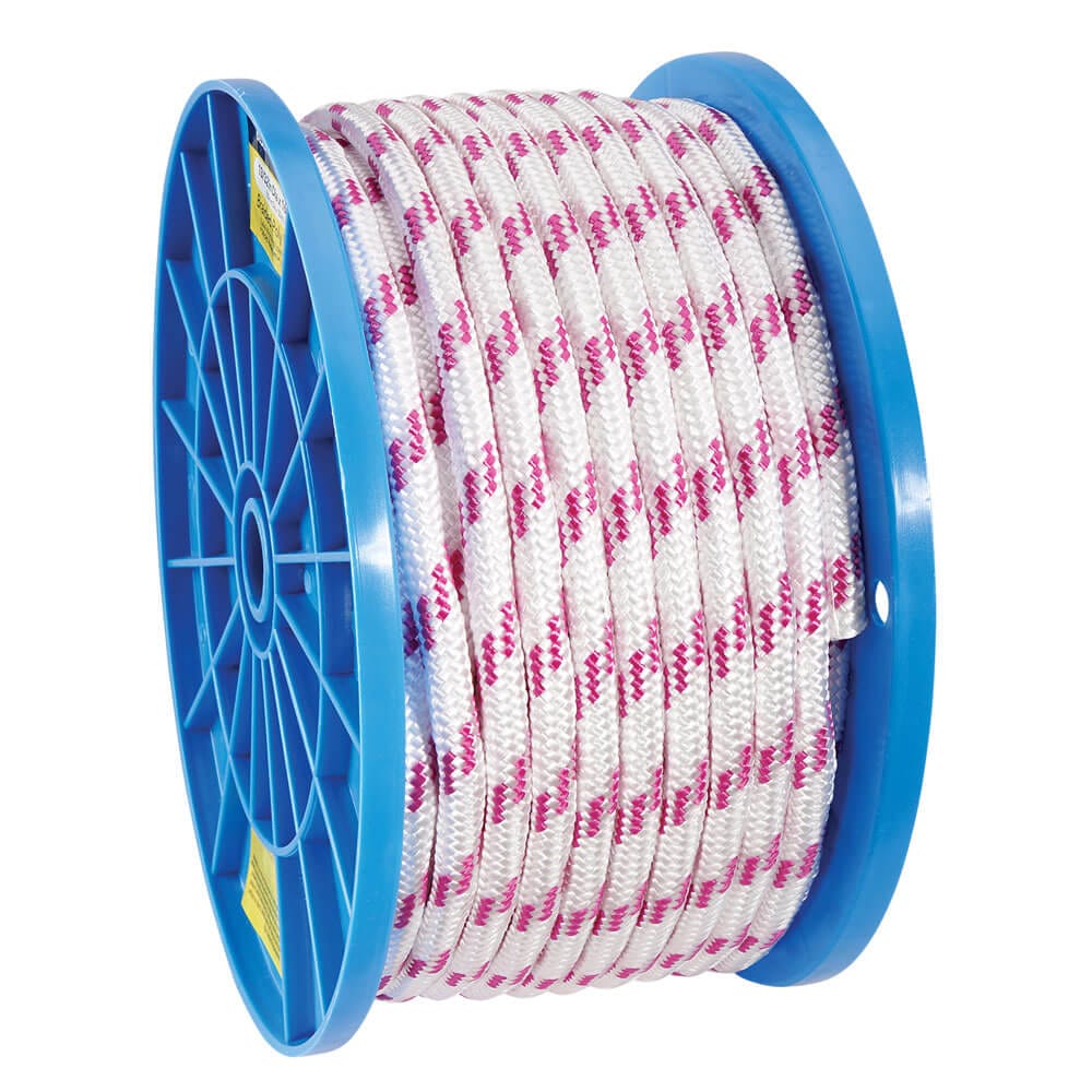 Diamond Braided Rope Reel, 3/8" x 164', Pink/White