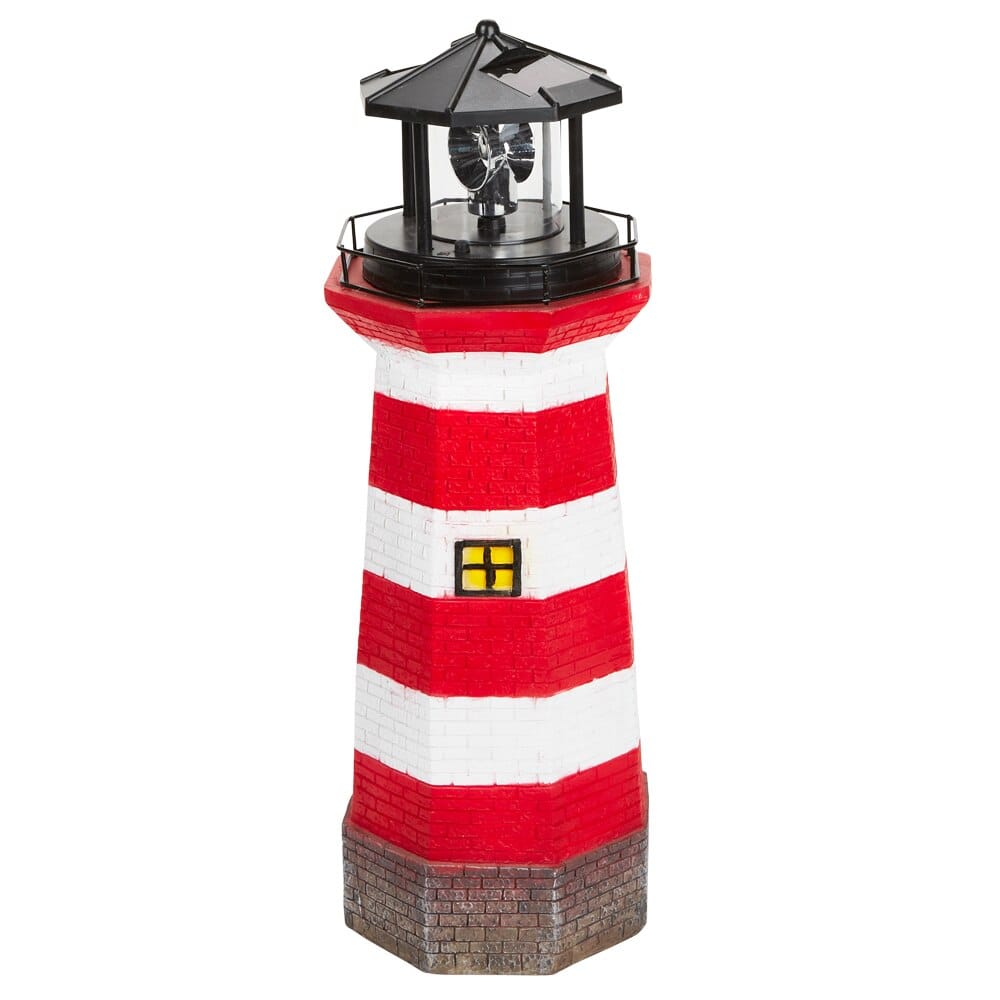 Solar Lighthouse with Rotating LED Light, 15"
