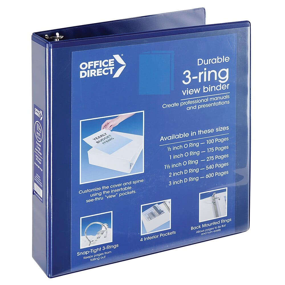 Office Direct Durable O-Ring View Binder, 1.5"