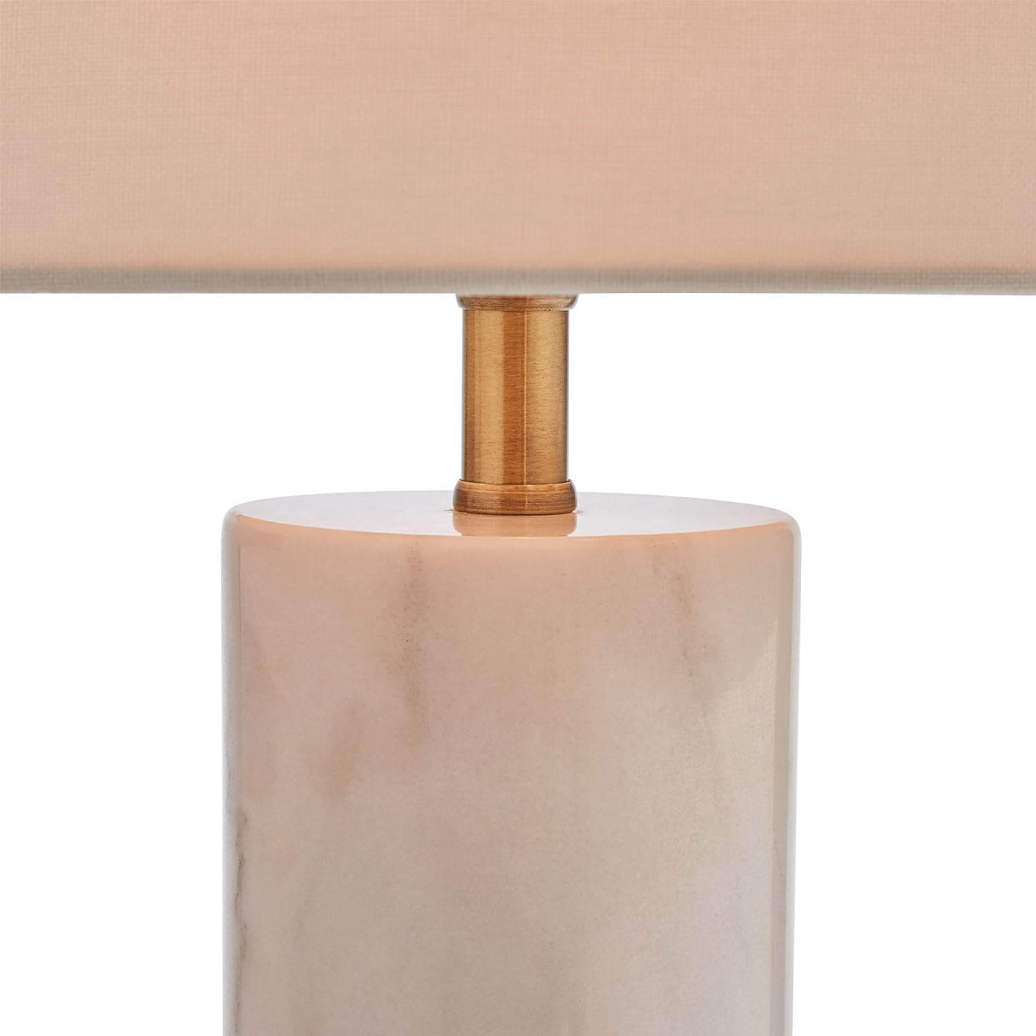 Rivet Mid-Century Modern Marble Pillar Desk Lamp, White Marble/Brass