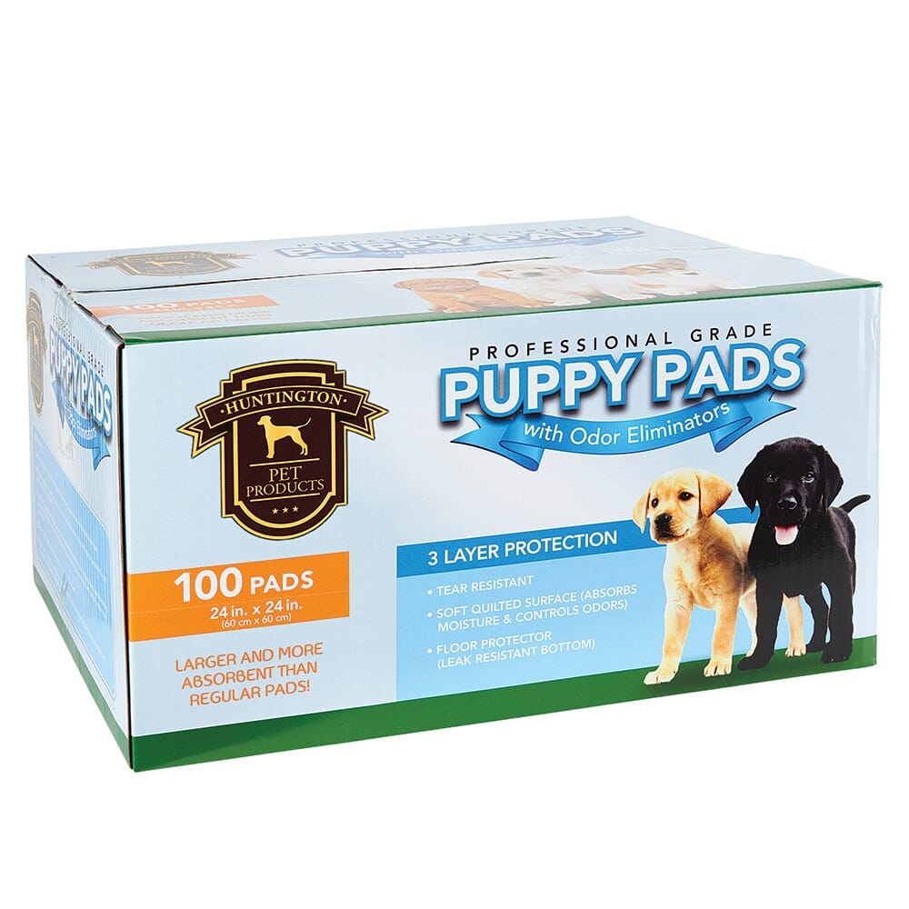 Huntington Pet Products Professional Grade 24" x 24" Puppy Pads with Odor Eliminators, 100 Count