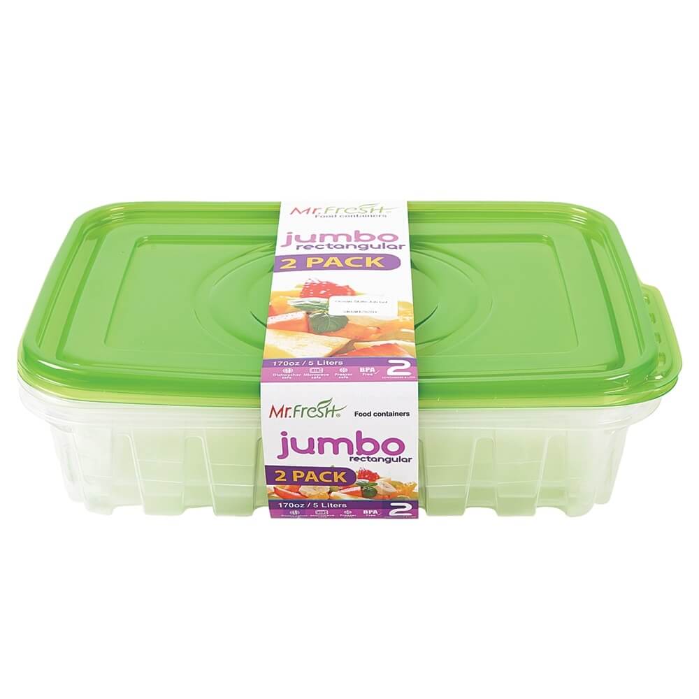 Mr. Fresh Jumbo Rectangular Food Storage Containers, 2 Count