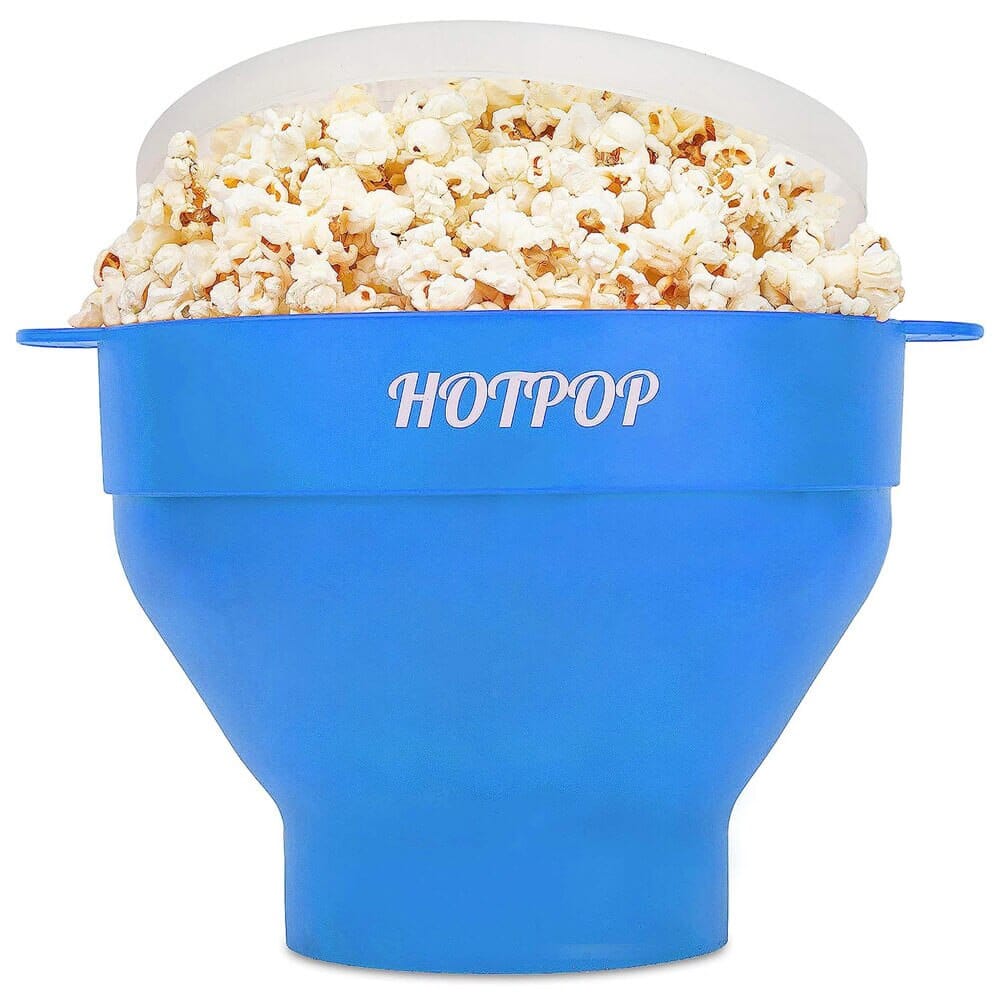 HOTPOP Silicone Microwave Popcorn Popper, Light Blue