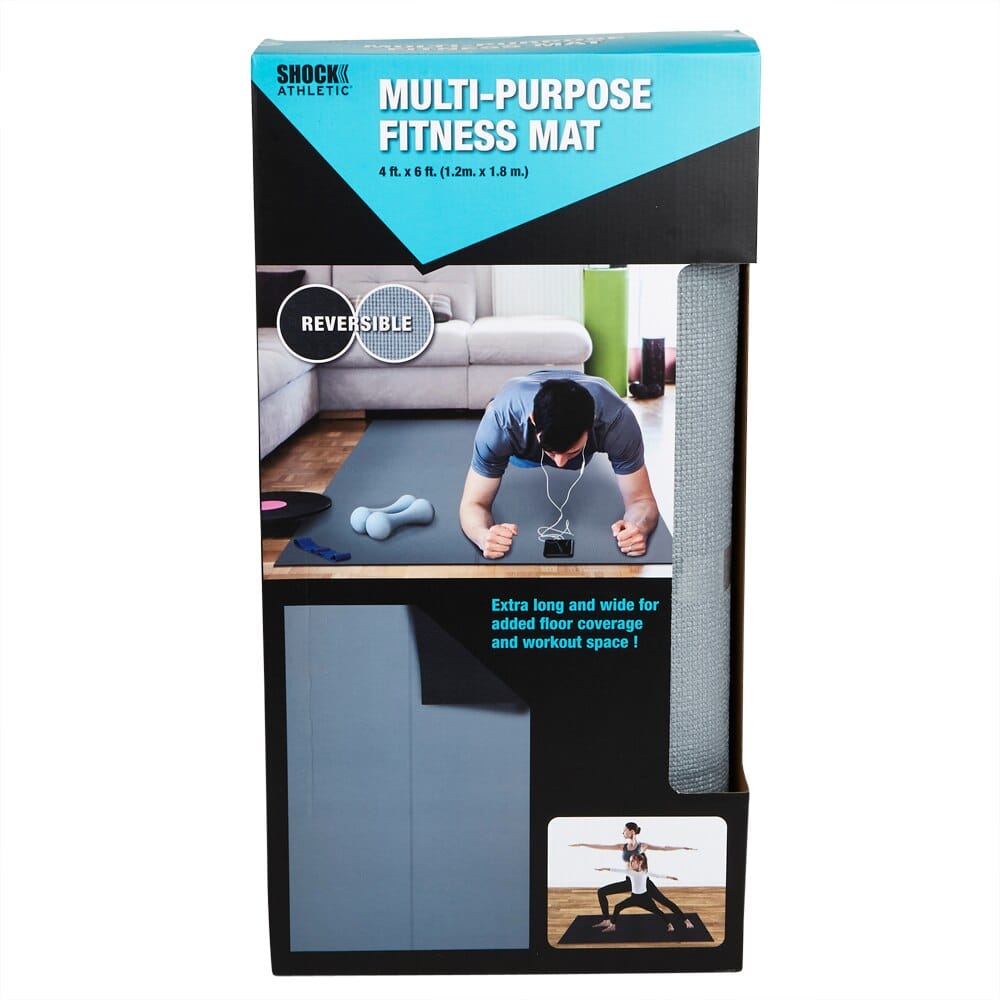 Shock Athletic Reversible Multi-Purpose Fitness Mat, 48" x 72"