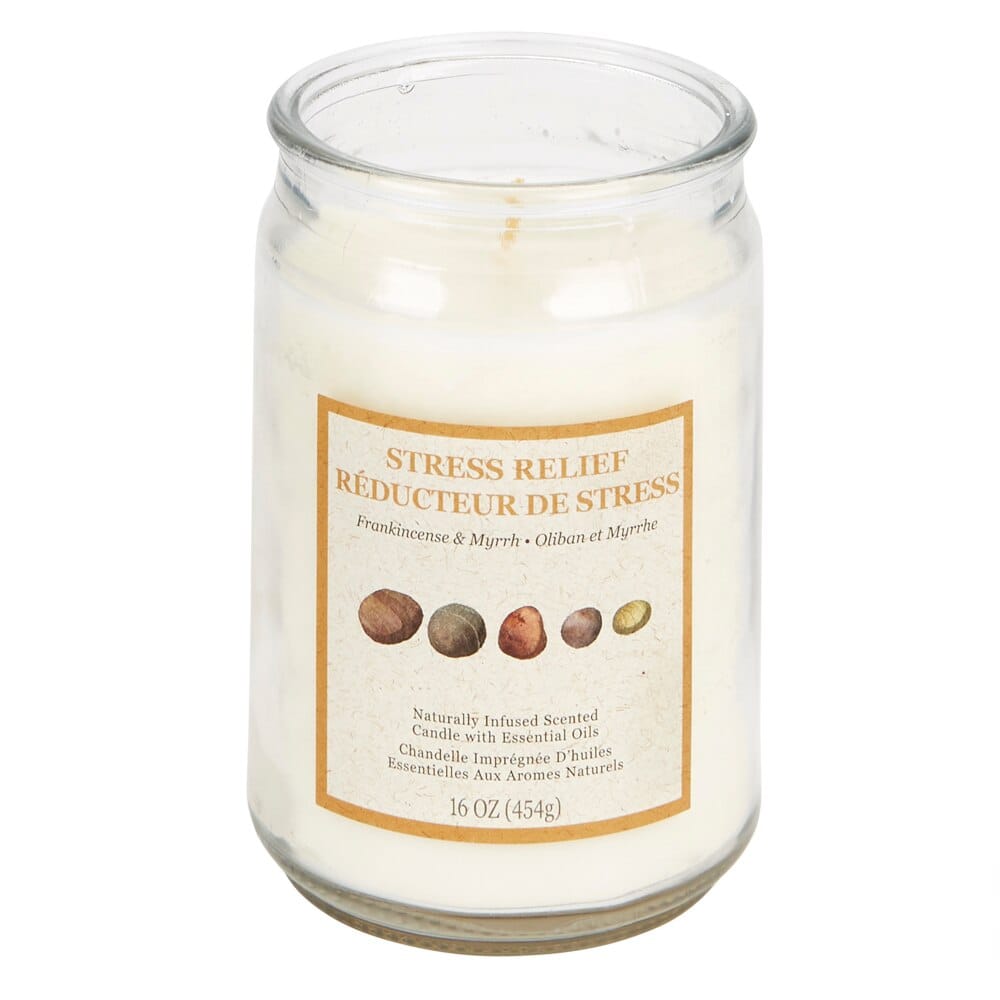 Stress Relief Frankincense and Myrrh Scented Candle, 16 oz