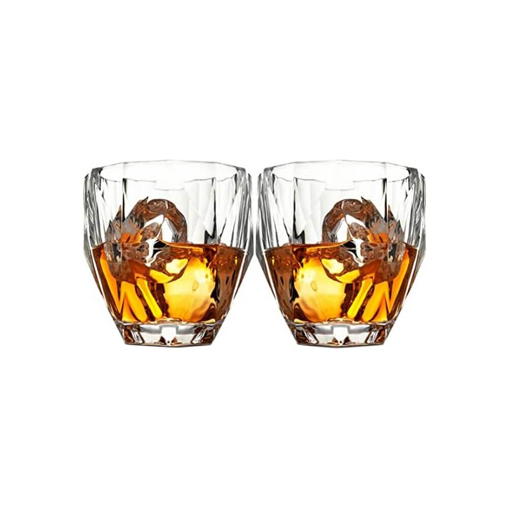 FineDine European Style Cocktail and Whiskey Glasses, Set of 2