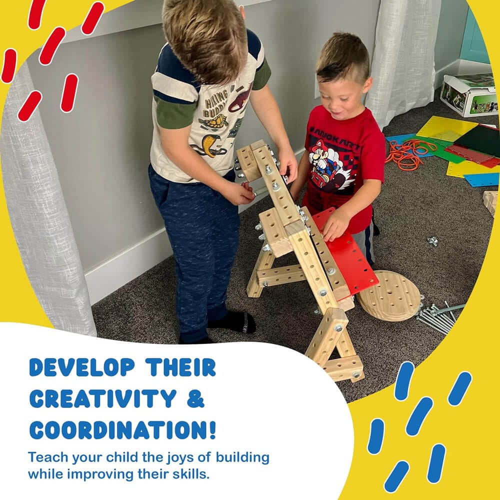 Funphix 272-Piece Wooden Building Blocks Set for Kids