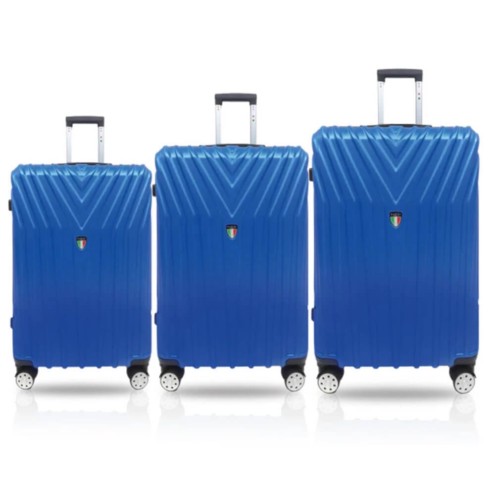 TUCCI Italy Bordo 3-Piece (20", 24", 28") Luggage Set, Pearl Blue
