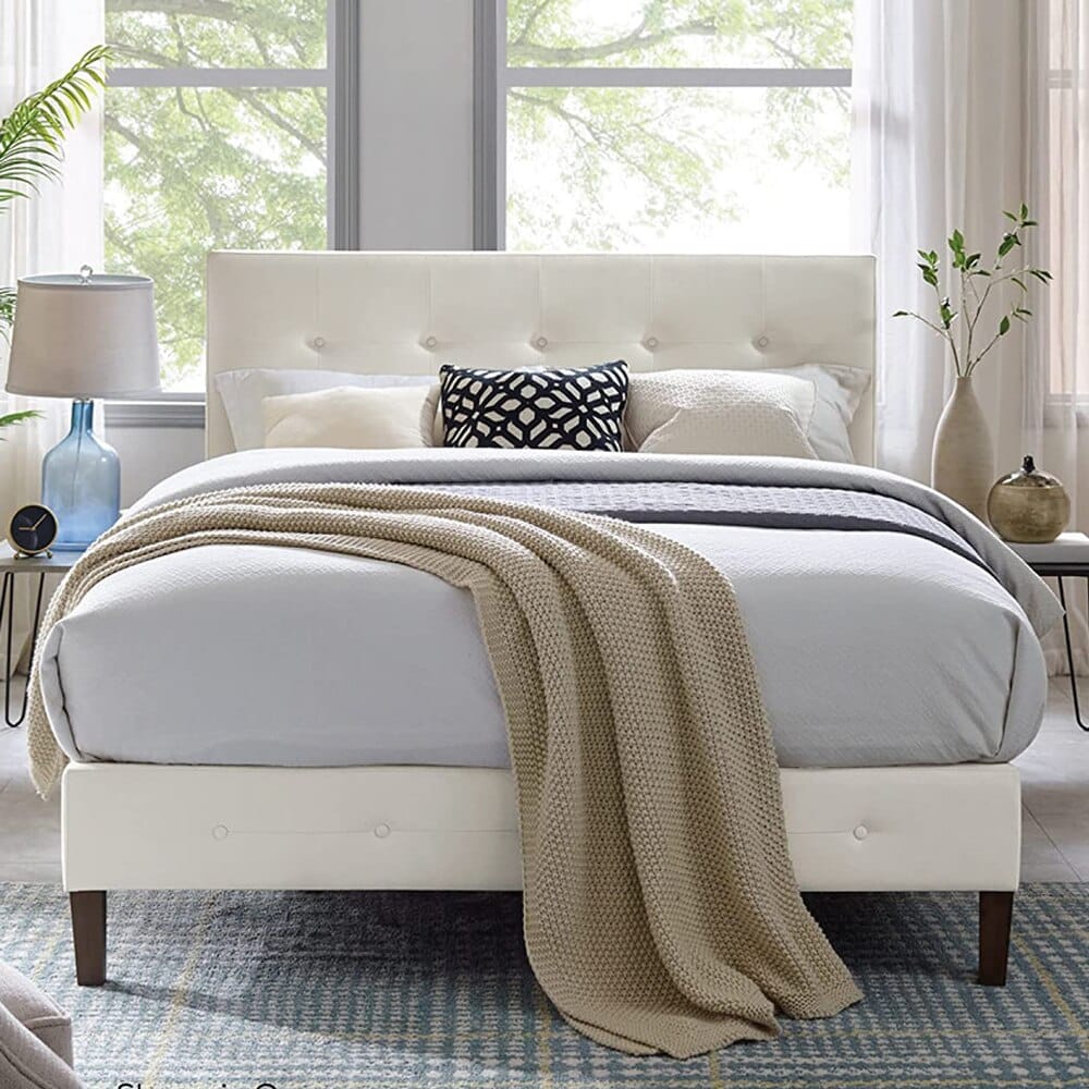 Classic Brands Seattle Upholstered Full Bed Frame, Shell