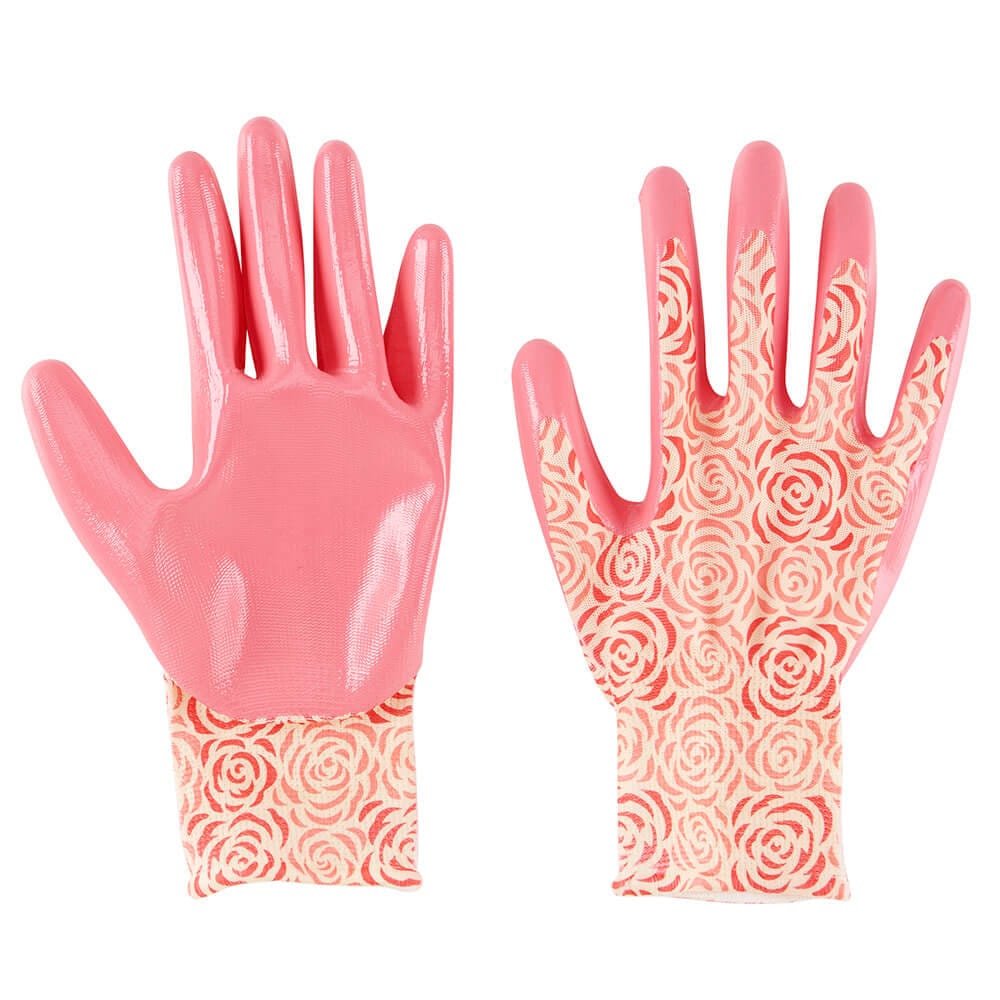 Garden Grove Women's Nitrile Pink Floral Print Garden Glove