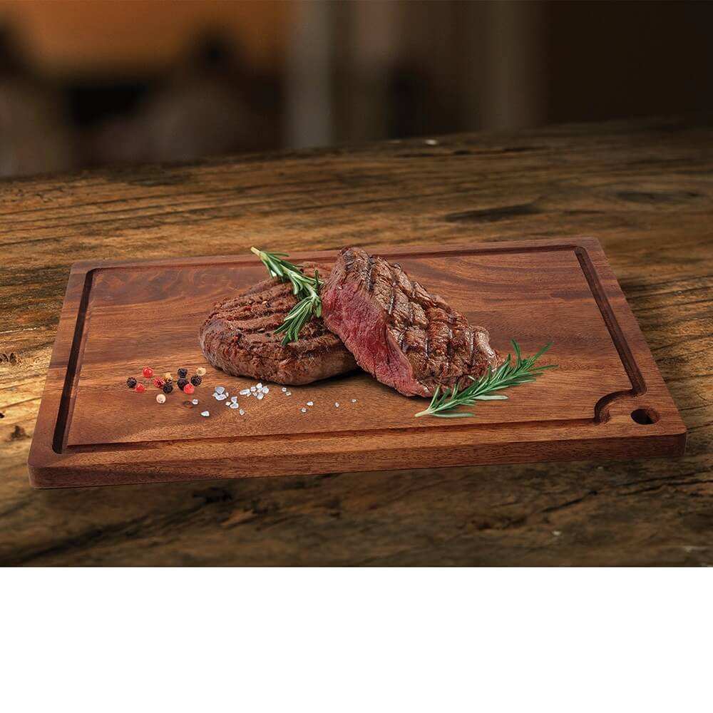 Smith & Callahan Oiled Acacia Cutting Board with Grooved Edge