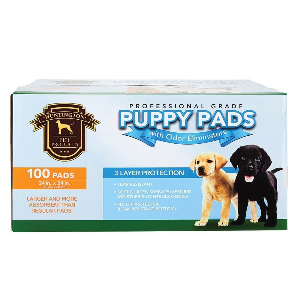 Huntington Pet Products Professional Grade 24" x 24" Puppy Pads with Odor Eliminators, 100 Count
