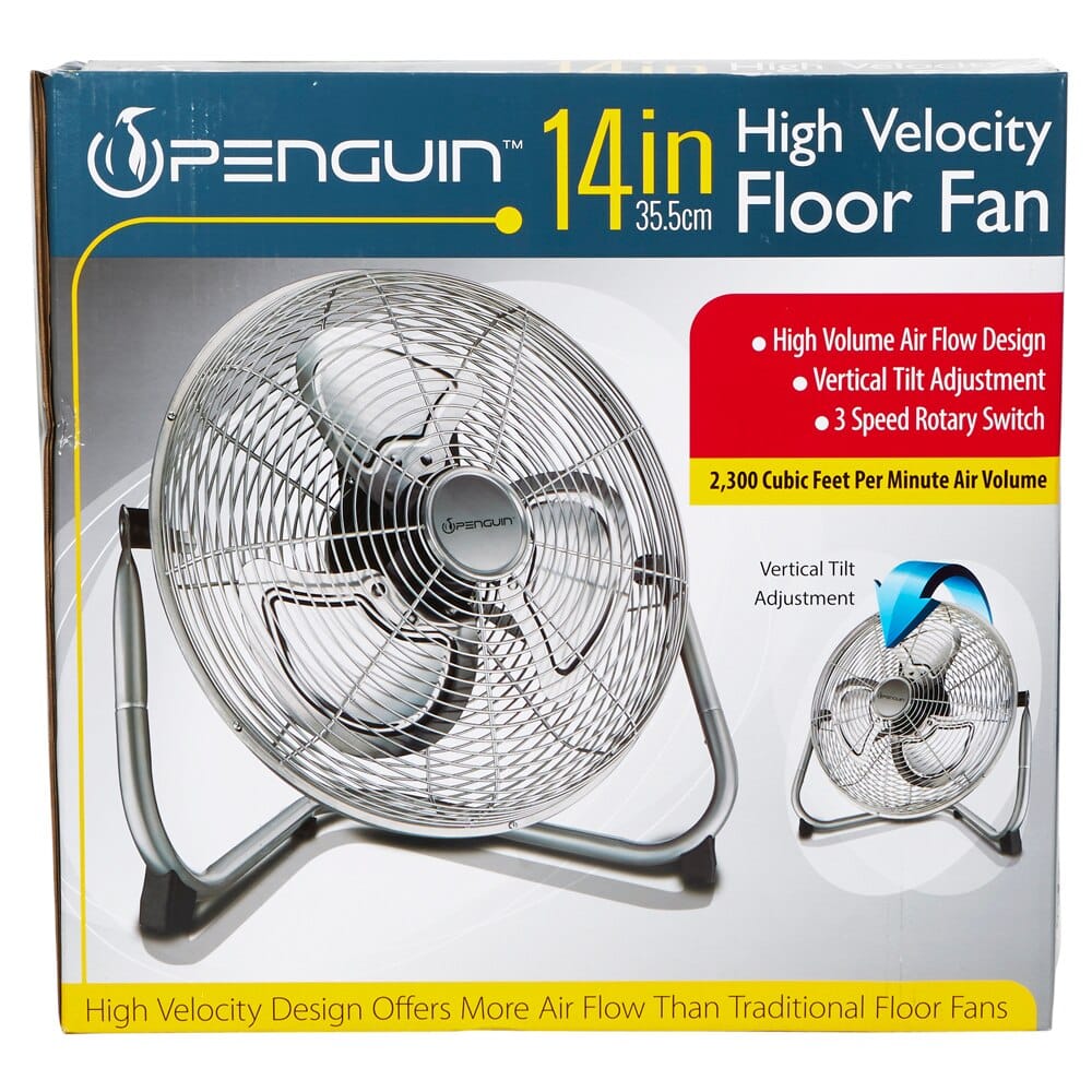 Penguin High Velocity Floor Fan, 14"