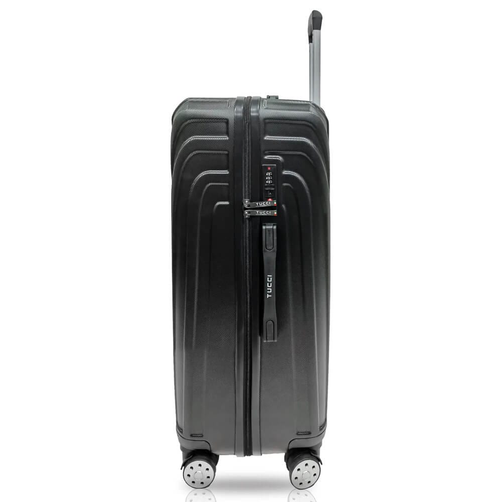 TUCCI Italy Bordo 3-Piece (20", 24", 28") Luggage Set, Black