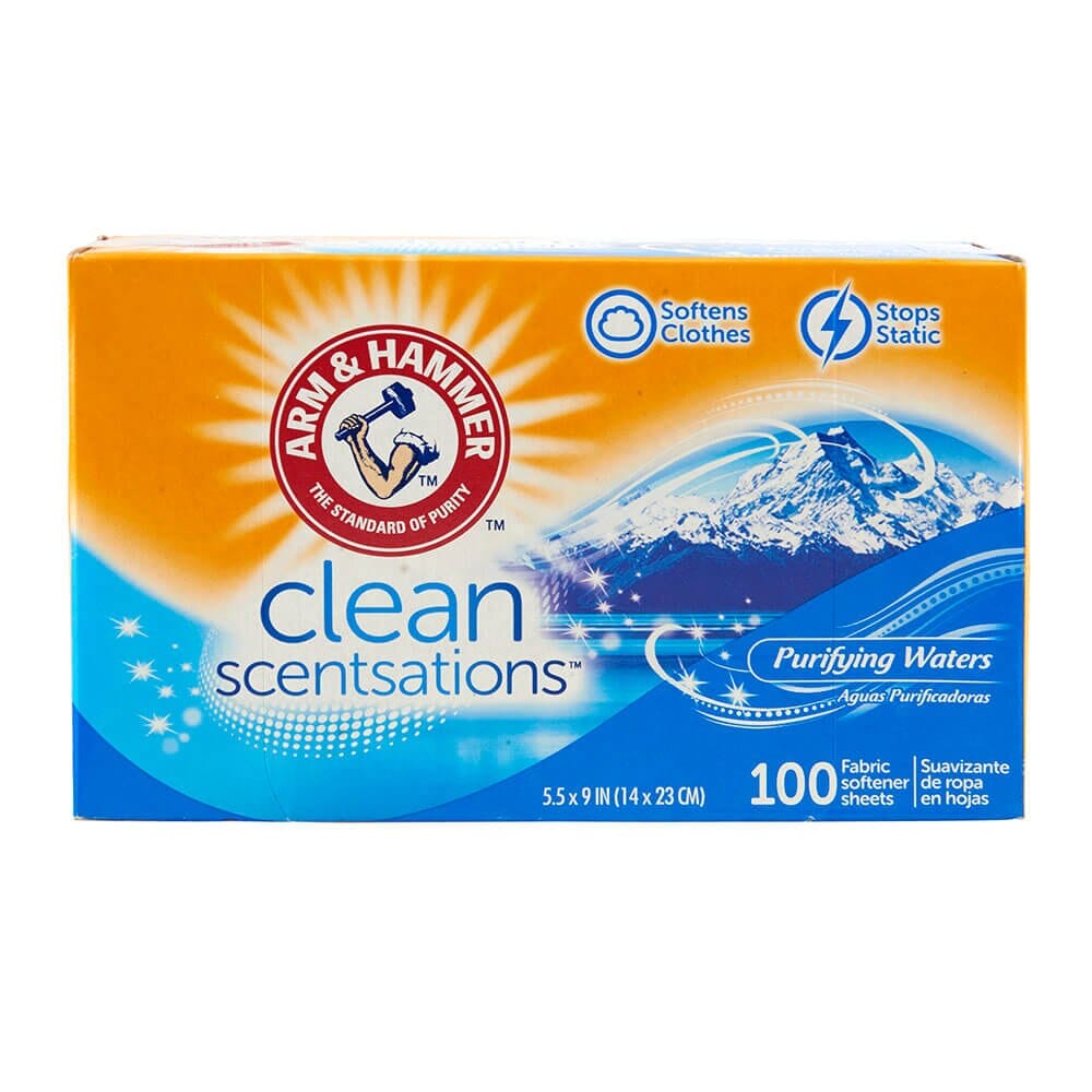 Arm & Hammer Clean Scentsations Purifying Waters Scented Fabric Softener Sheets, 100 Count