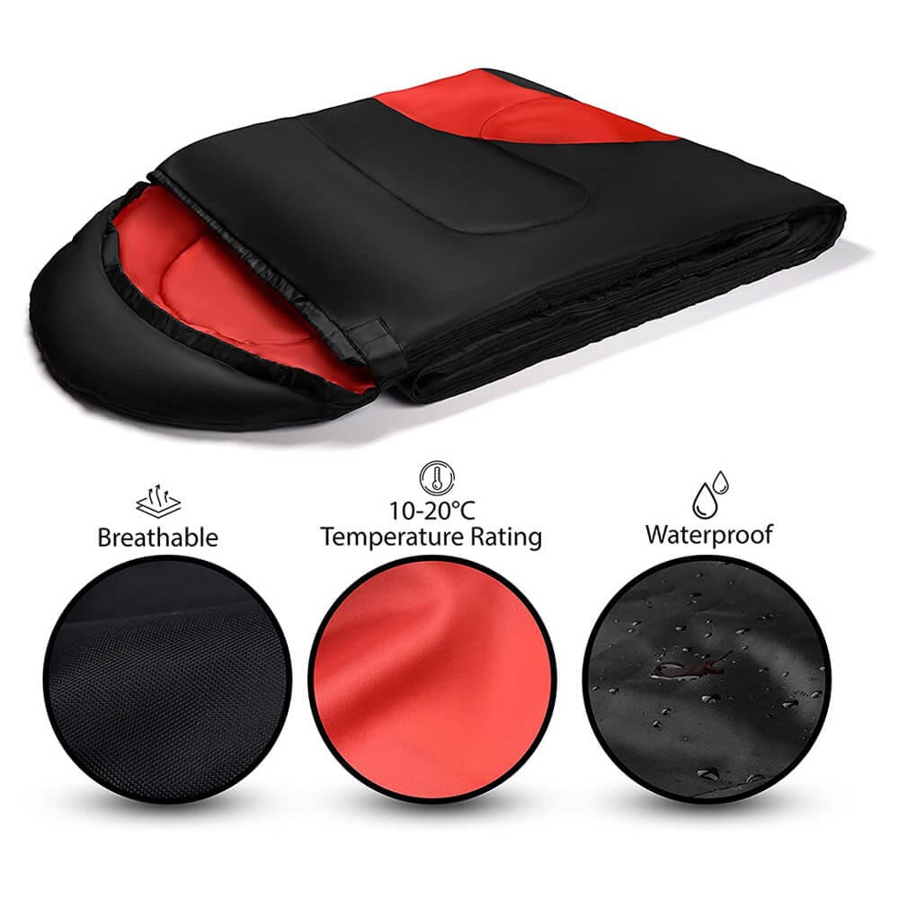 Abco Tech Lightweight Envelope Sleeping Bag, Red/Black