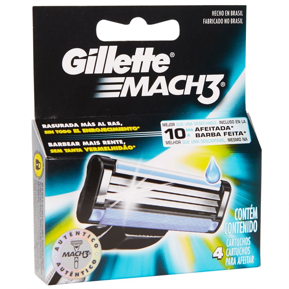 Gillette Mach3 Razor Blade Refills, 4 Count