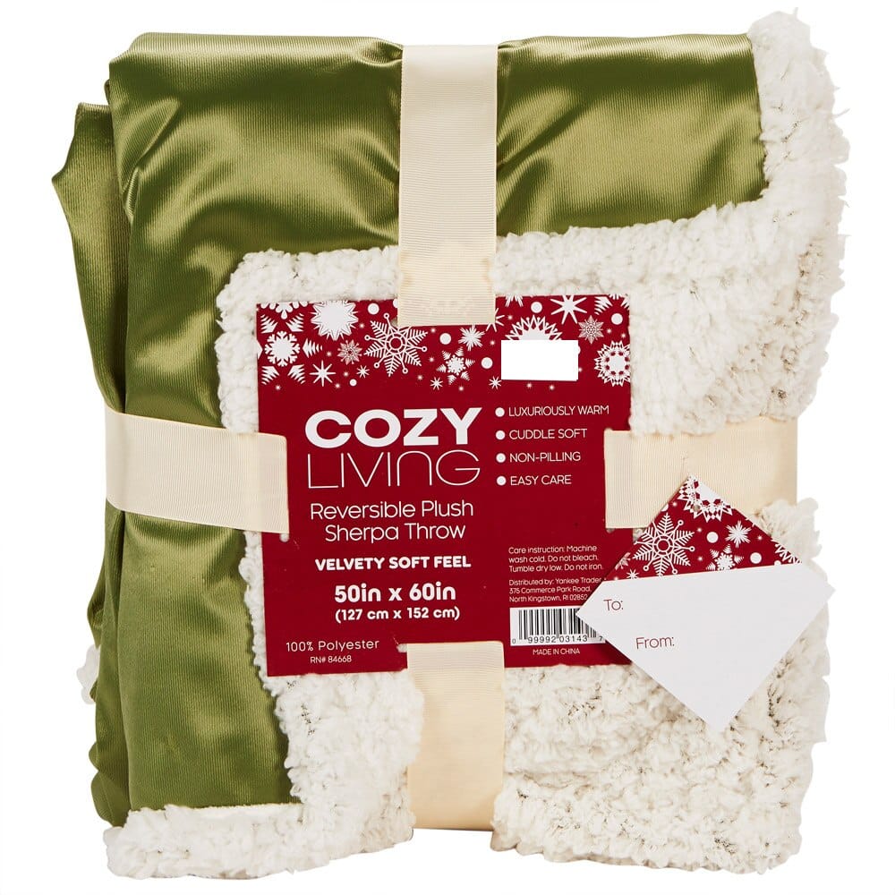 Cozy Living Plush Reversing to Sherpa Throw Blanket, 50" x 60"