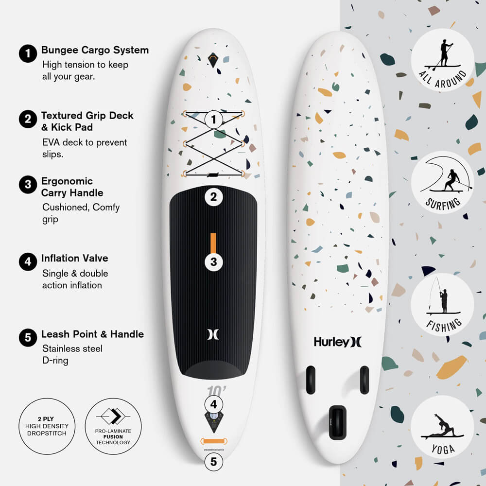Hurley Advantage Terrazzo 10' Inflatable Stand Up Paddle Board Kit