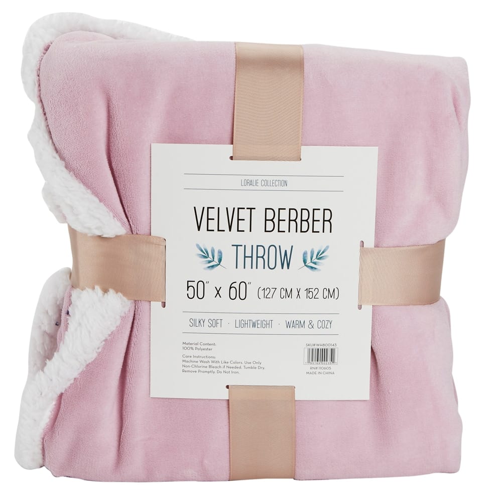 Velvet Berber Throw Blanket, 50" x 60"