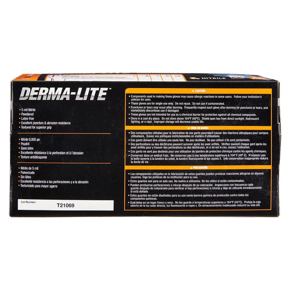 Derma-Lite Powdered Nitrile Disposable XL Gloves, 100 Count