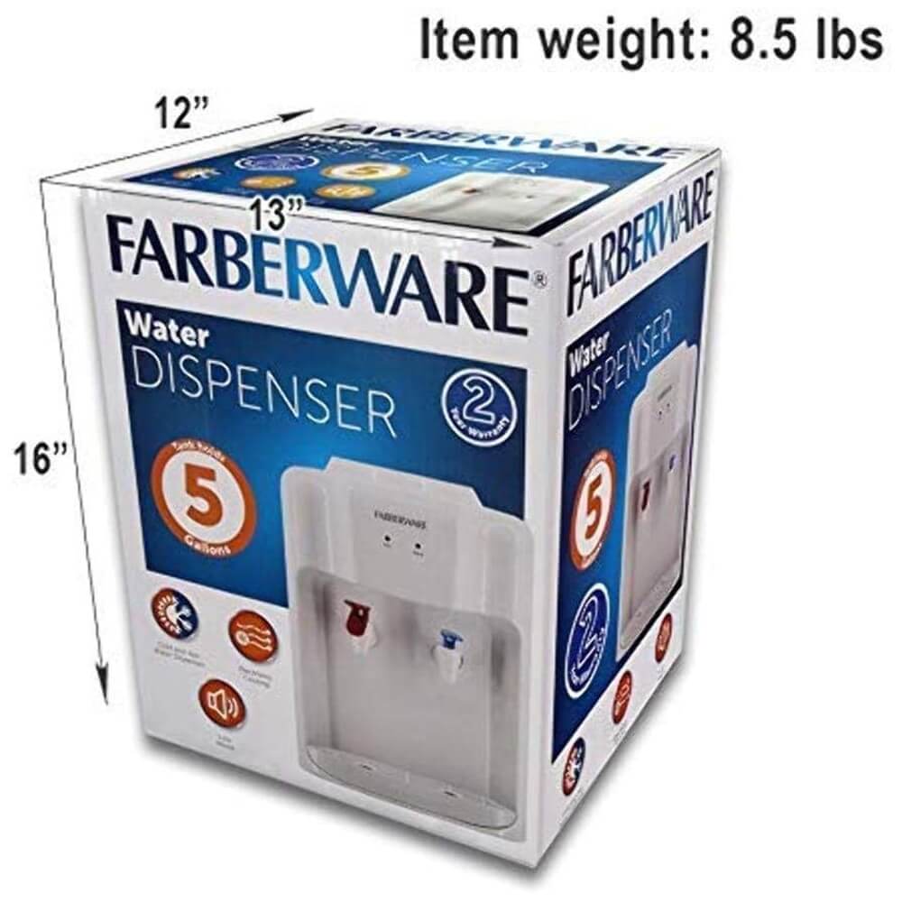 Farberware Freestanding Hot and Cold Water Countertop Water Dispenser, White