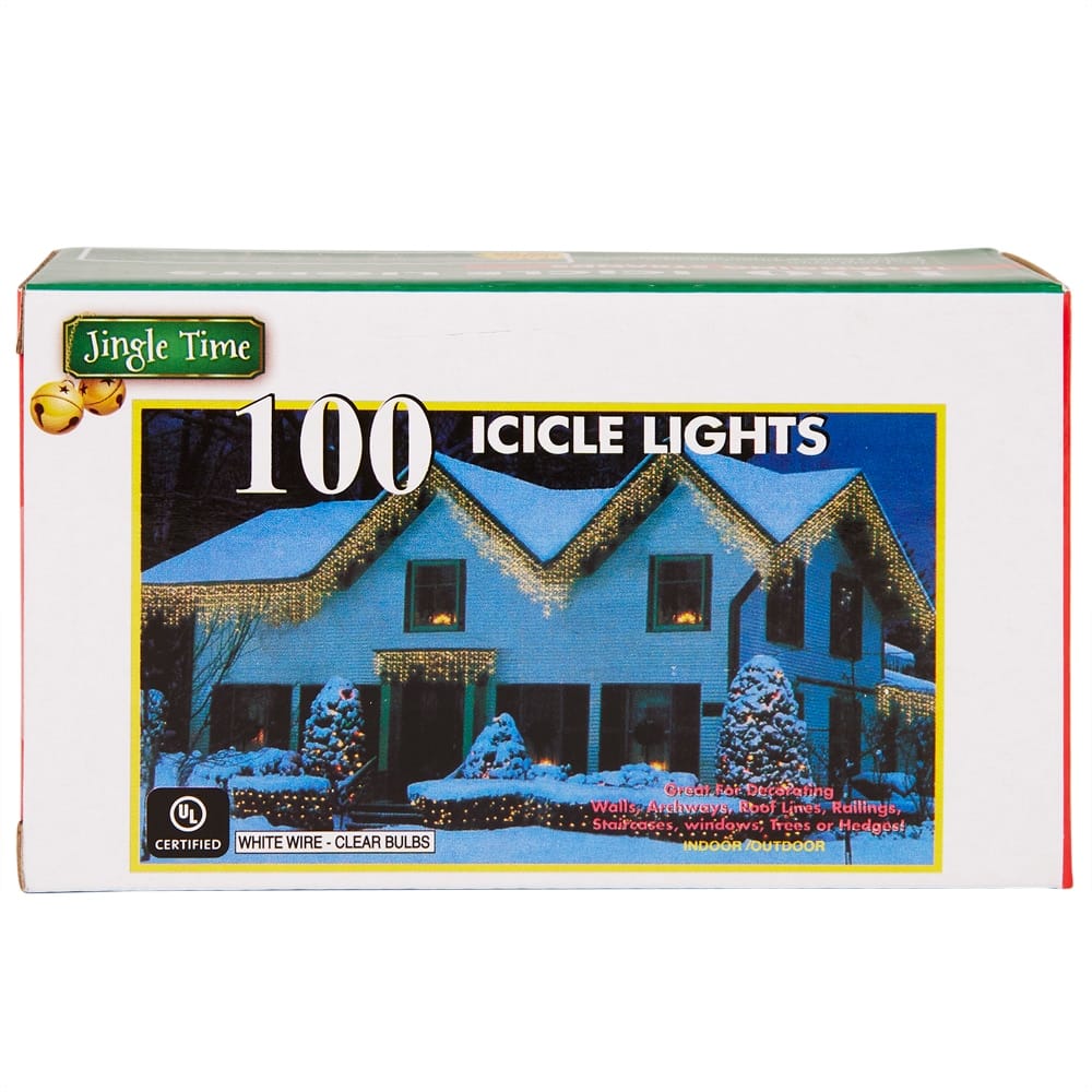 Jingle Time Clear Icicle String Lights, Set of 100
