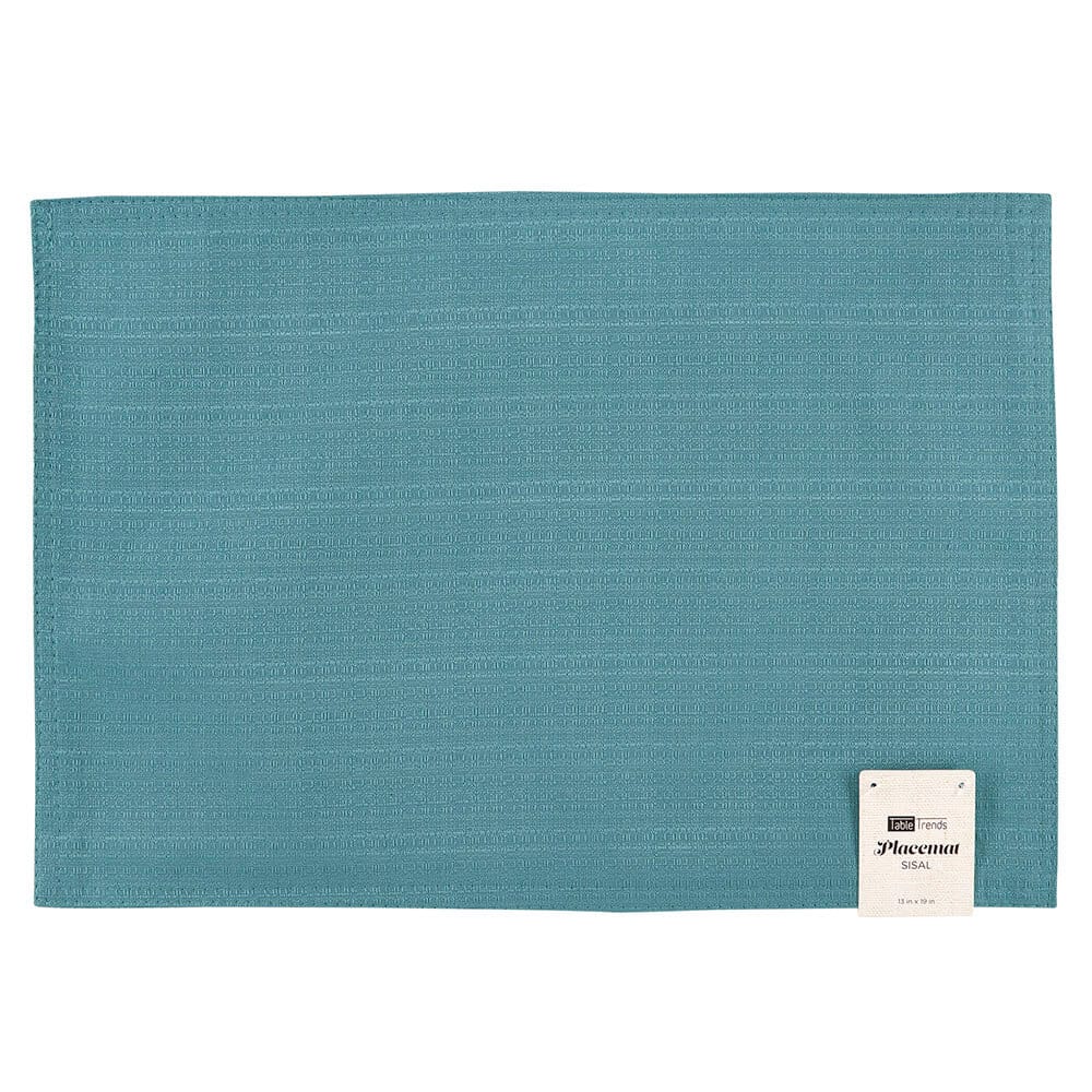 Turquoise Fabric Sisal Placemat, 13 x 19
