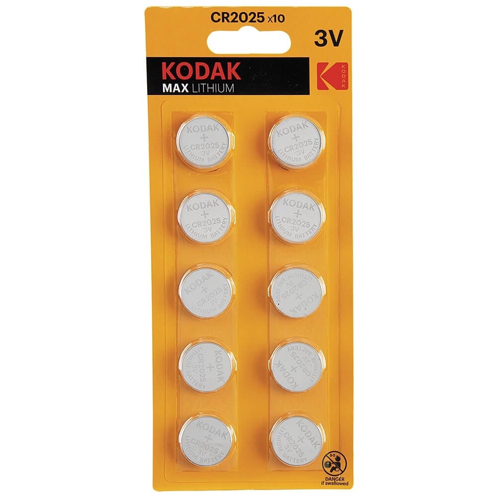Kodak CR2025 3V Max Lithium Batteries, 10-pack